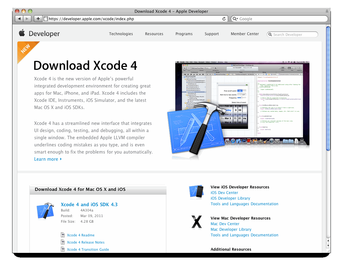 Doawnload Xcode 4